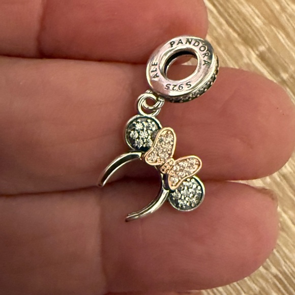 Pandora Silver and Gold Bow Charm - Picture 1 of 8